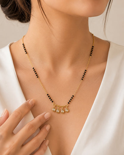 Buy 1 Get 1 Free - Golden Teardrop Charm Mangalsutra