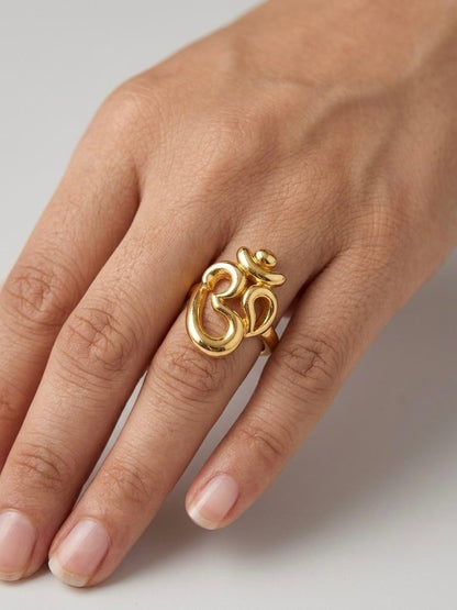 Gold Om (ॐ) Adjustable Spiritual Ring