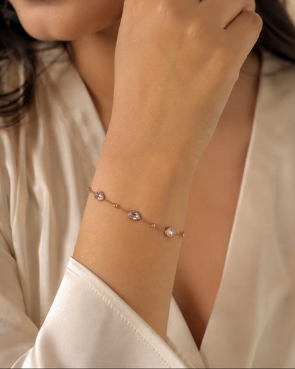 Rose Gold Teardrop Crystal Bracelet for Women