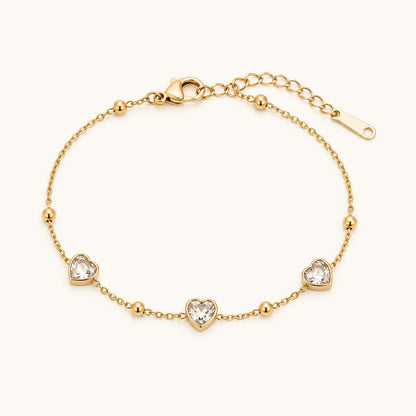 Gold Heart Crystal Adjustable Bracelet