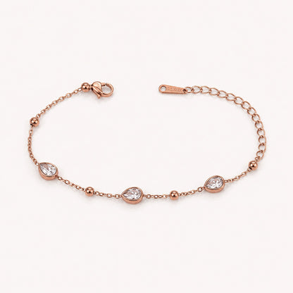 Rose Gold Teardrop Crystal Bracelet for Women