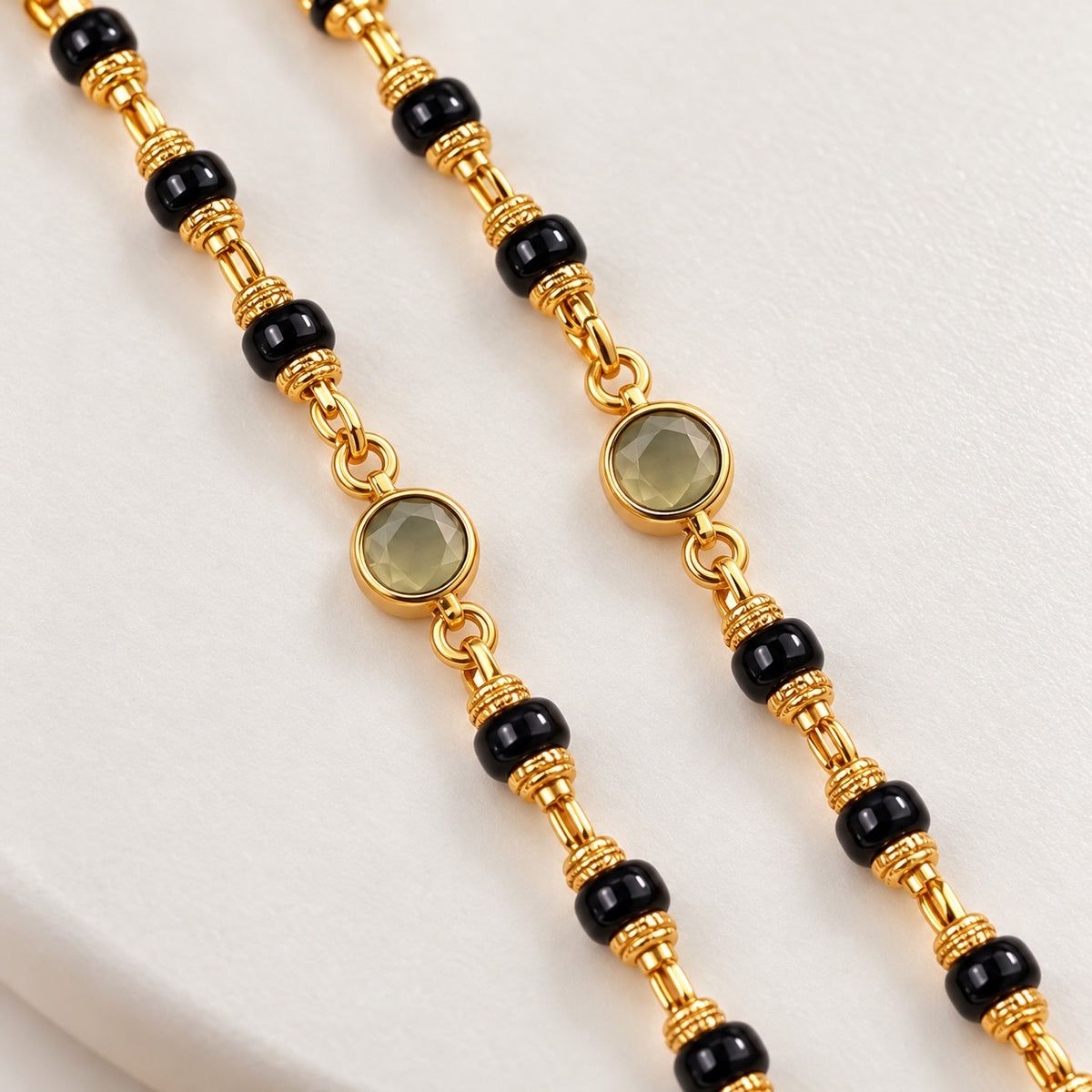 Fancy Golden with Green Stone Charm Najariya Bracelet