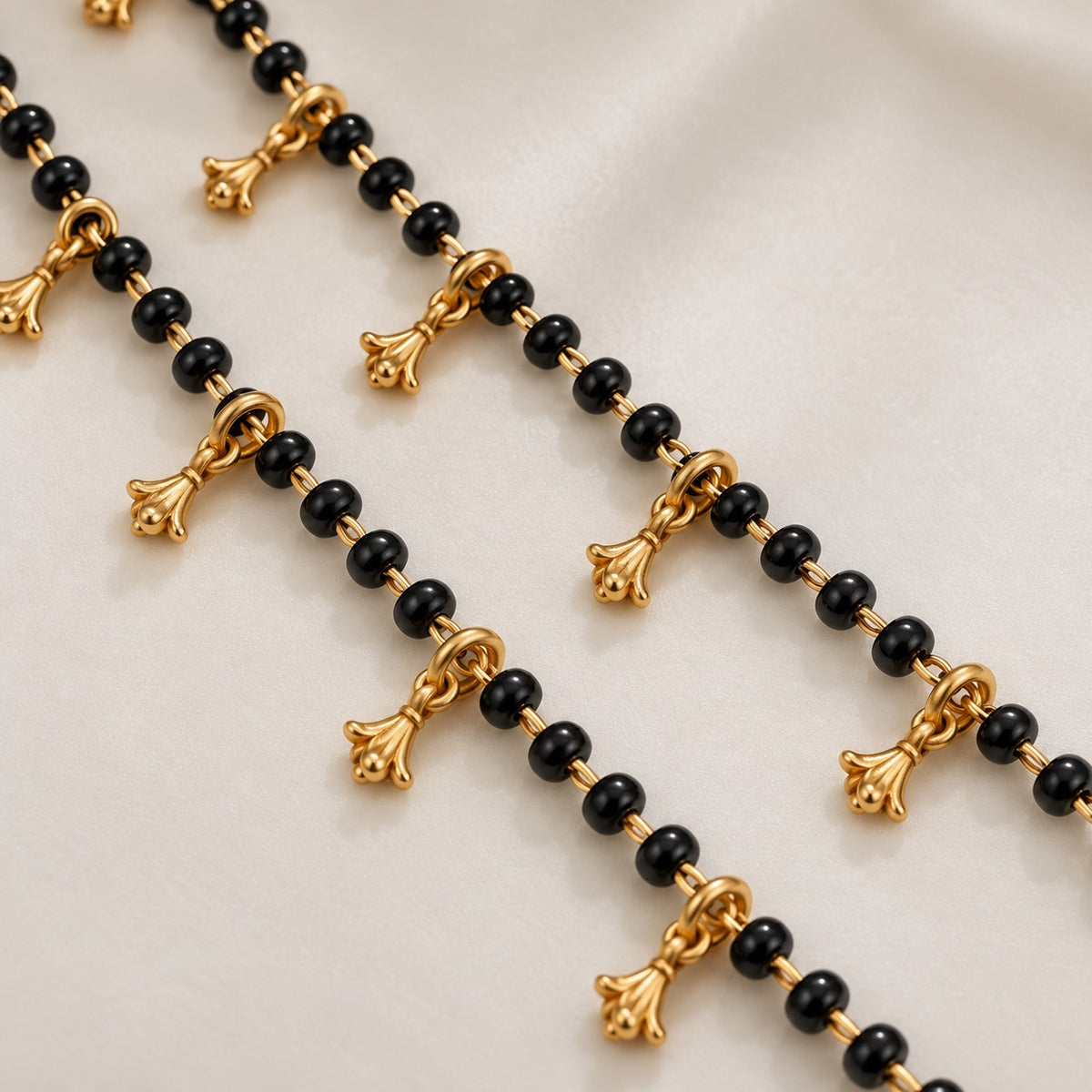 Kids Size Golden Nazariya with Black Beads Bracelet