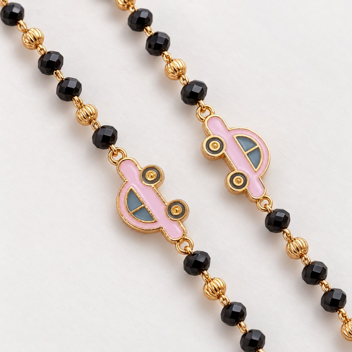 Fancy Crystal Beads with Pink & Blue Car Charm Najariya Bracelet