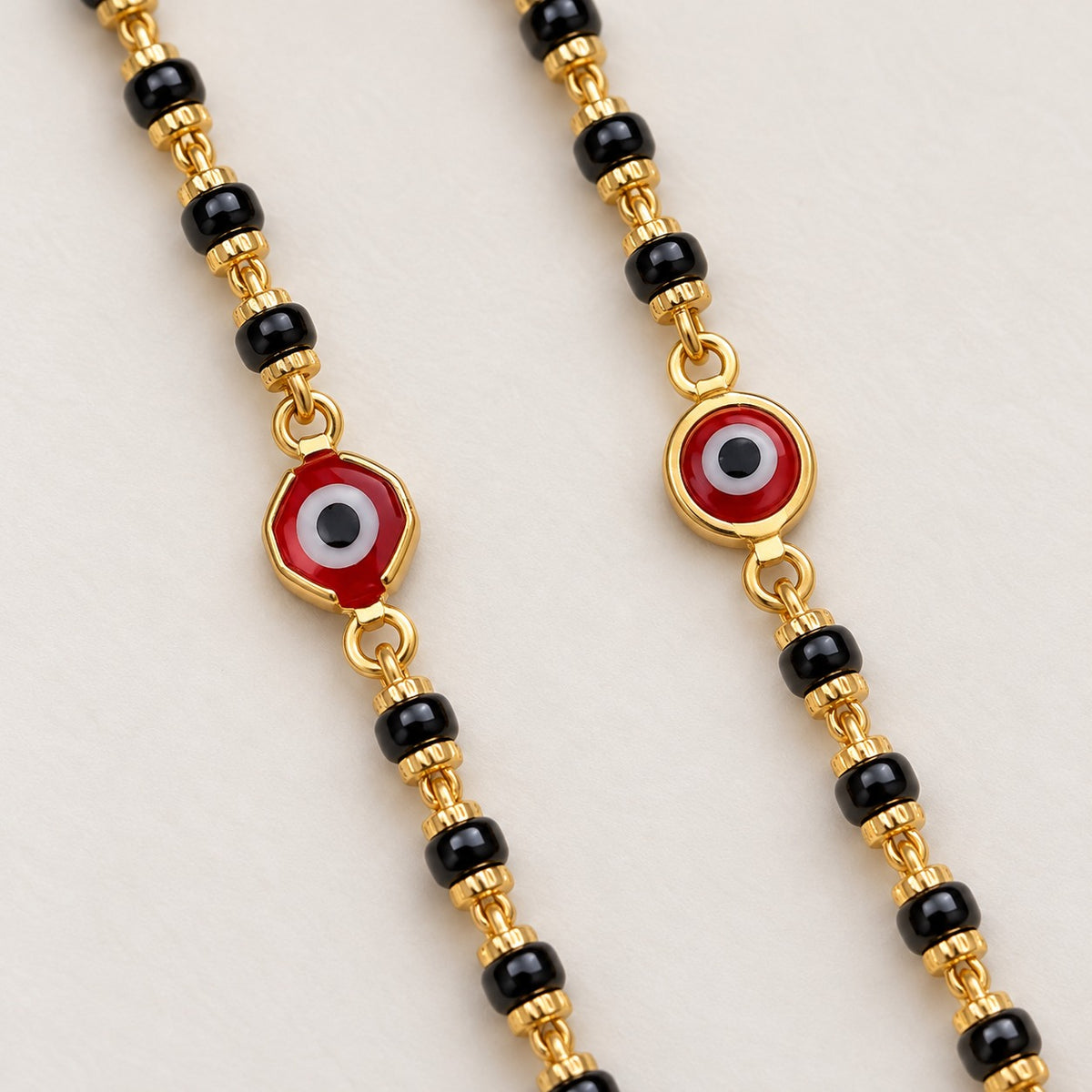 Fancy Golden Red Evil Eye Charm Najariya Bracelet
