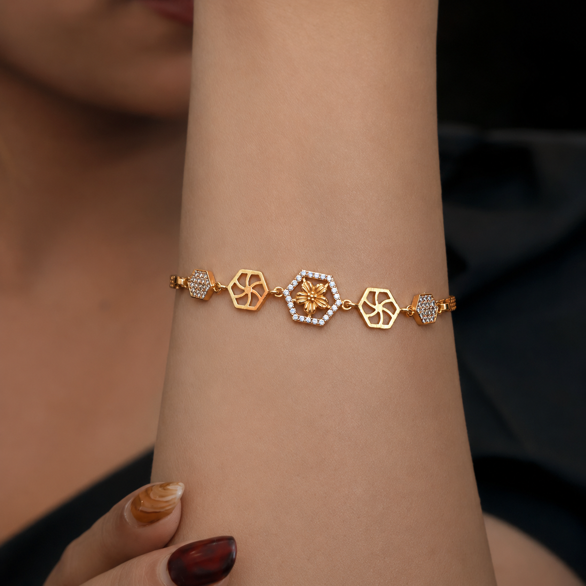 Adhira Bracelet worn on wrist – close-up view