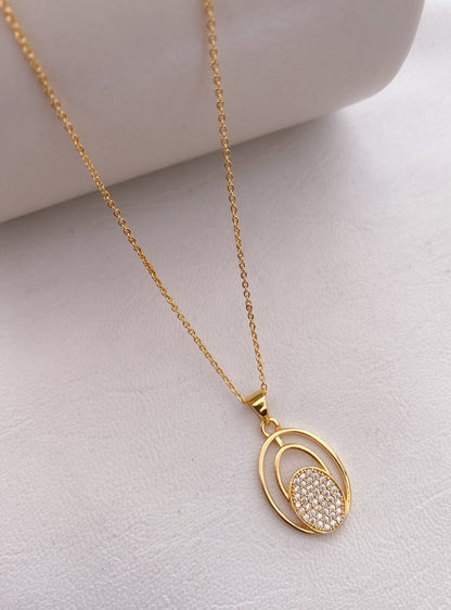 American Diamond chain Pendant Rose Gold Silver Gold Plated - Chain Pendal - Belleza Jewels