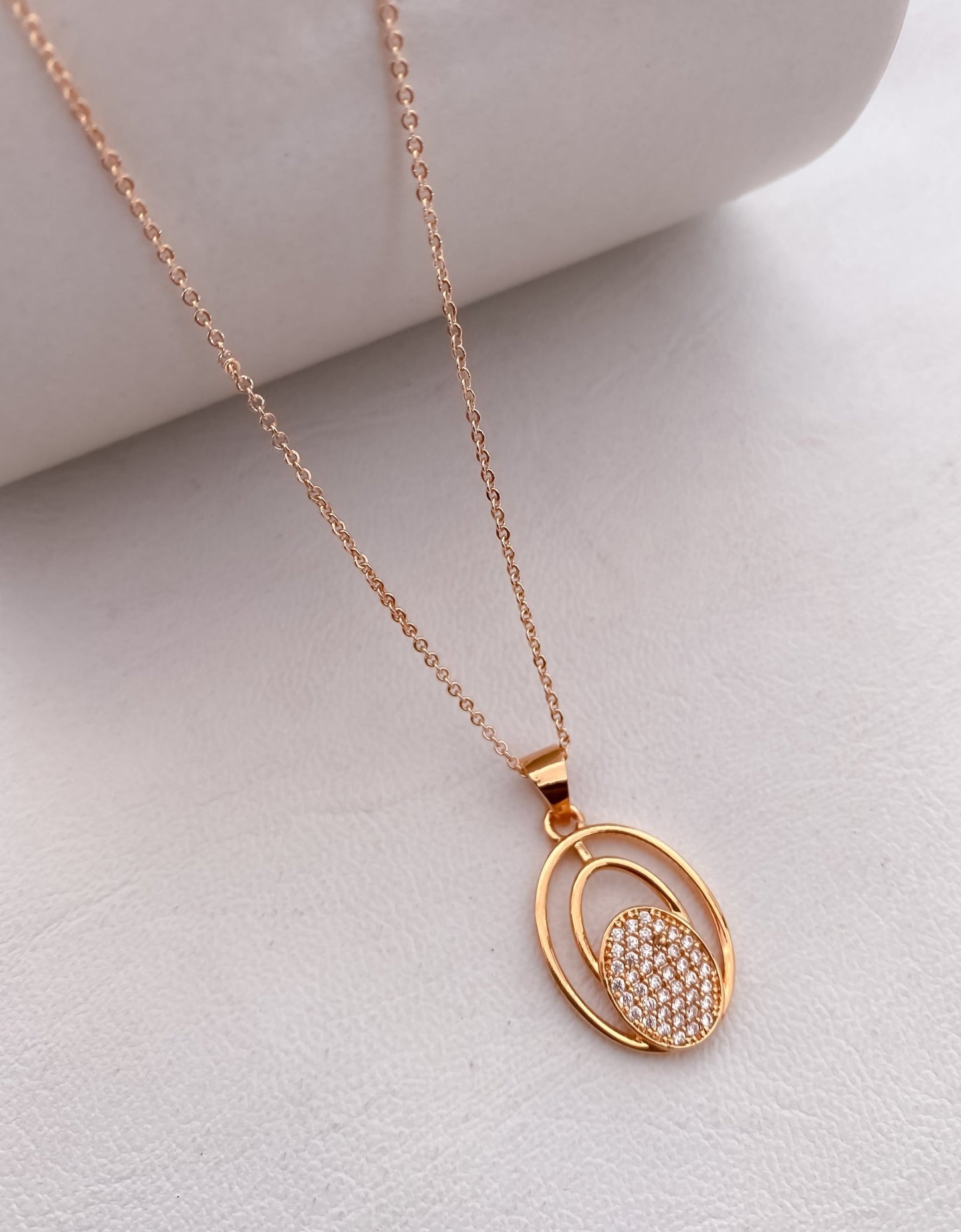 American Diamond chain Pendant Rose Gold Silver Gold Plated - Chain Pendal - Belleza Jewels