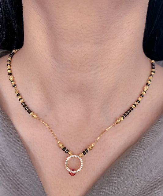 American Diamond Different Different Colour Ring Pendal Delicate Mangalsutra - Mangalsutra without Earring - Belleza Jewels