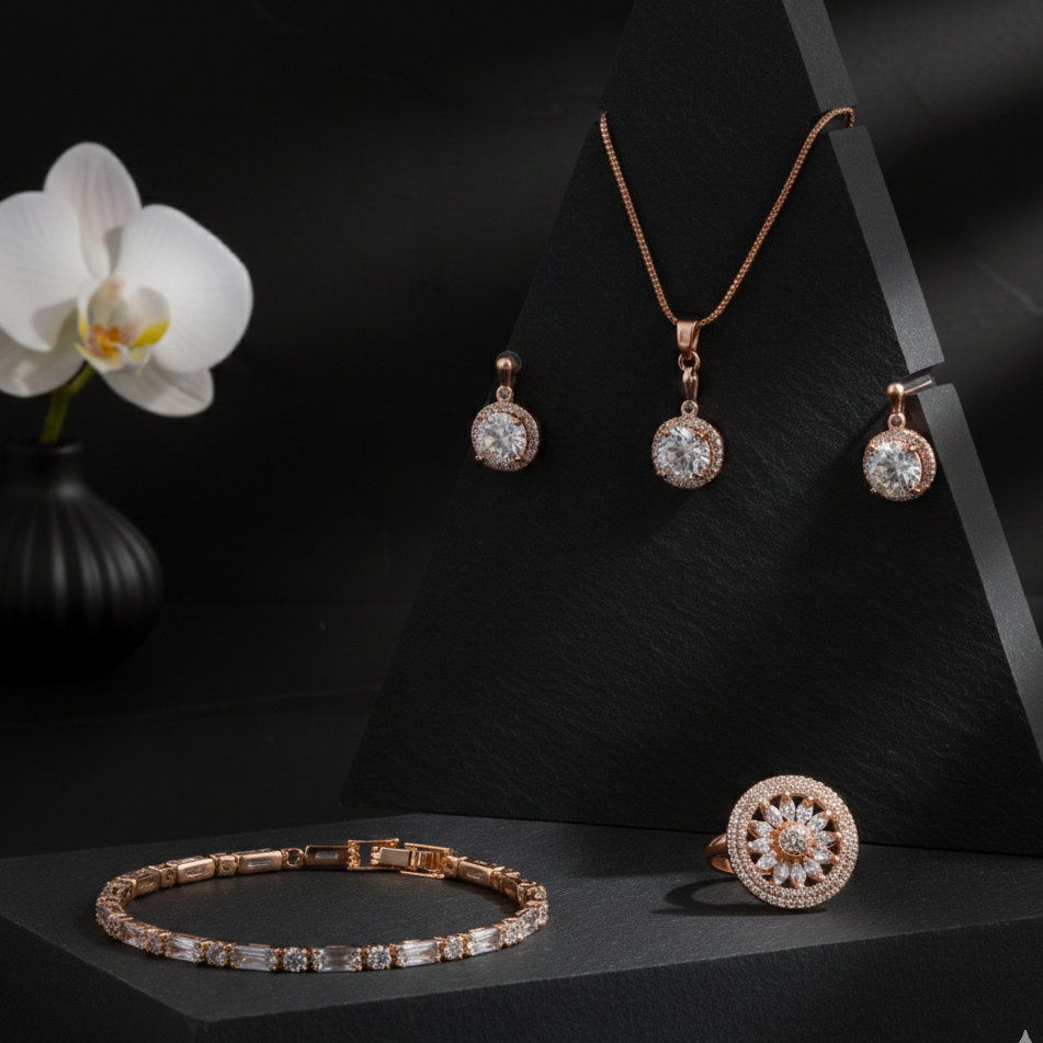 Be Mine Rose Gold Exclusive Combo + Premium Scented Candle -  - Belleza Jewels