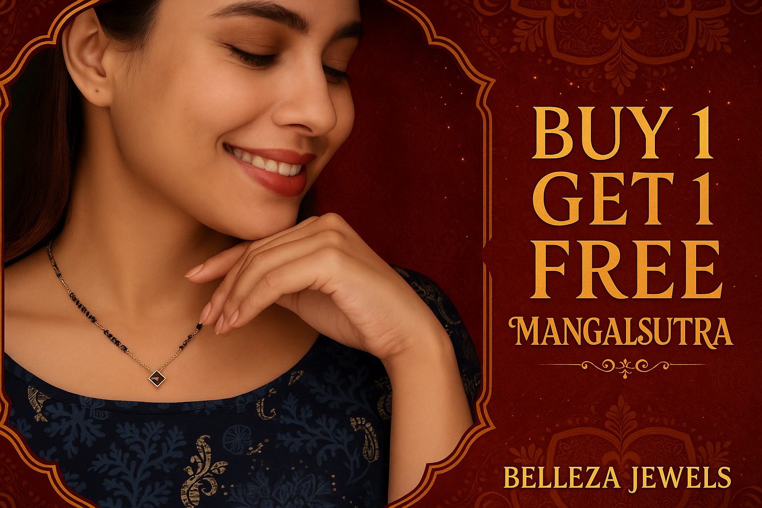 Generated social media banner for Buy 1 Get 1 Free Mangalsutra offer