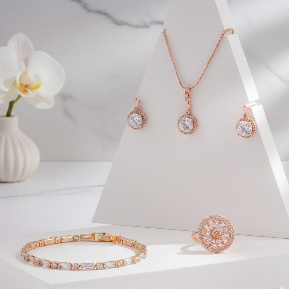 Be Mine Rose Gold Exclusive Combo + Premium Scented Candle -  - Belleza Jewels
