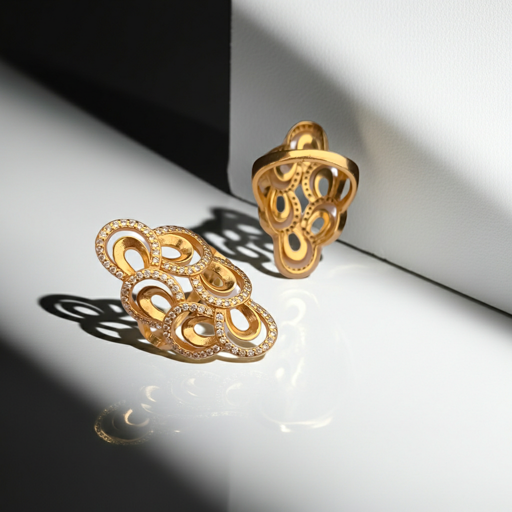 American Diamond Fancy Exclusive High gold Ring - finger ring - Belleza Jewels