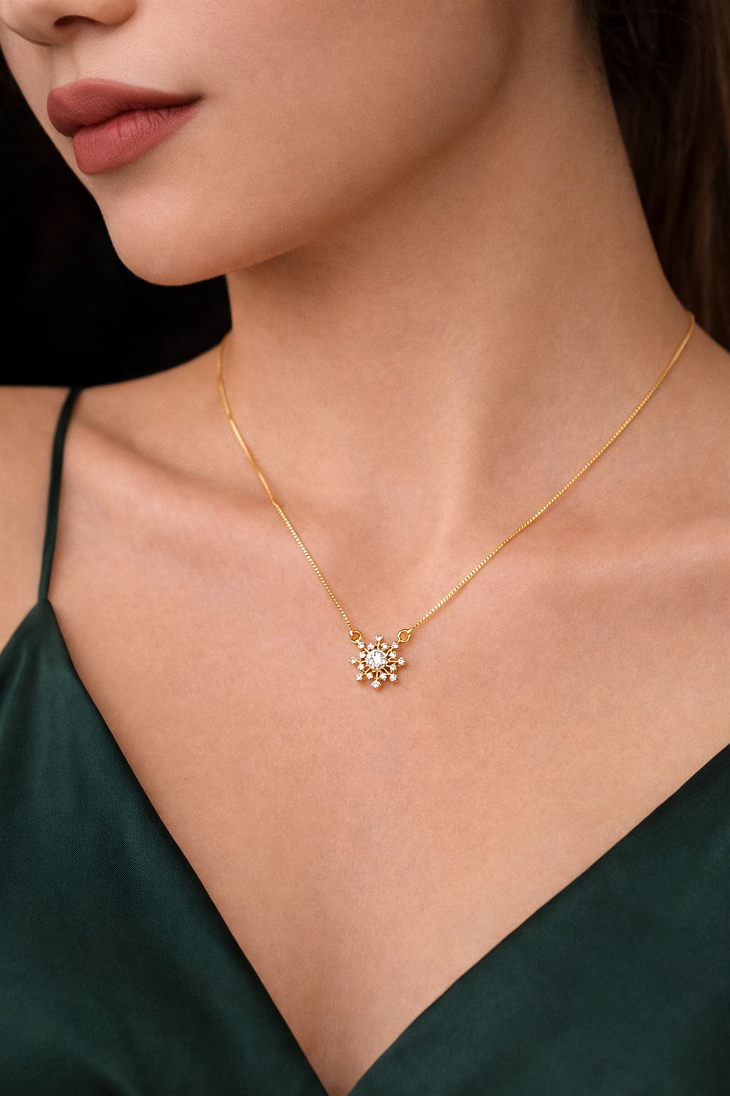 Floral Star AD Pendant Necklace - Chain Pendant - Belleza Jewels
