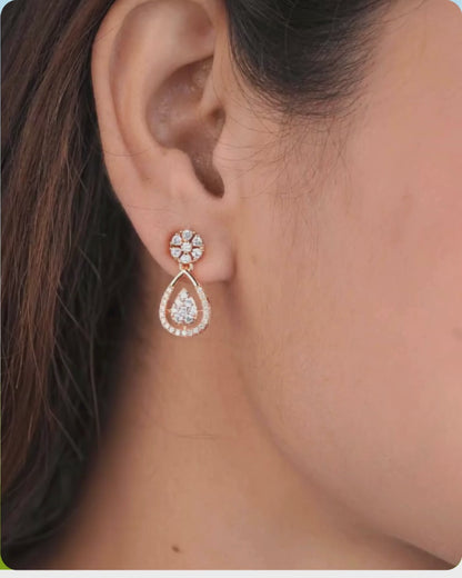 BUY 1 GET 1 FREE -American Diamond high rose gold fancy Earrings