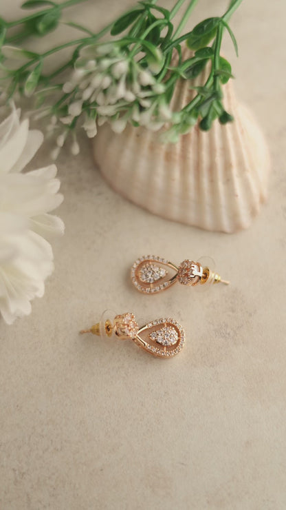 American Diamond High Rose Gold Fancy Earrings | Party & Festive Wear