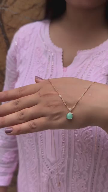 American Diamonds Diamond All Colour Stone Rose Gold Plated Delicate Pendant Set
