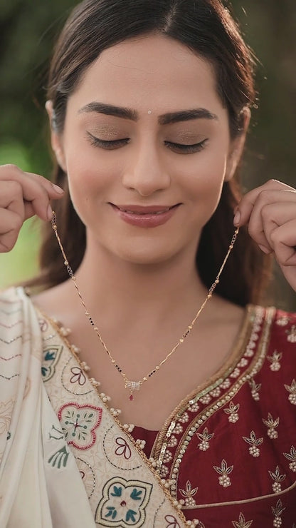 Buy 1 Get 1  Free American Diamond Fancy High Gold Ruby Hanging Mangalsutra