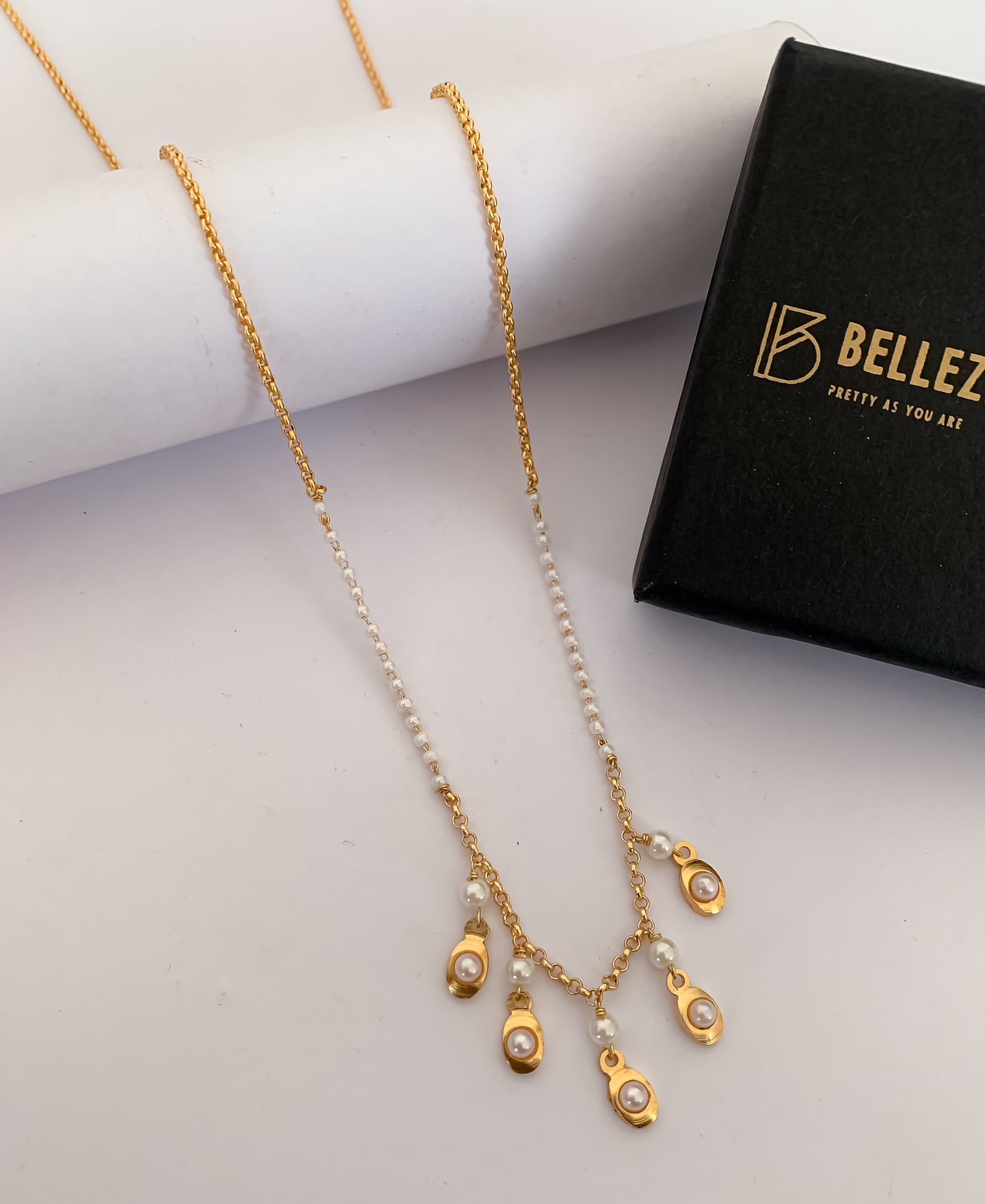 Matt Finished delicate fancy hanging chain [20 inches] - Fancy chain - Belleza Jewels