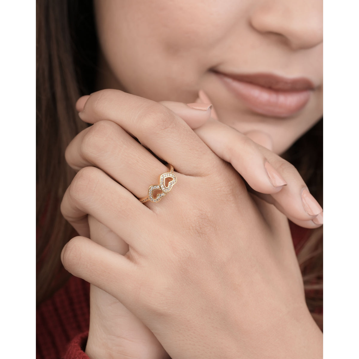 American Diamond high gold heart shape fancy delicated Ring - finger ring - Belleza Jewels