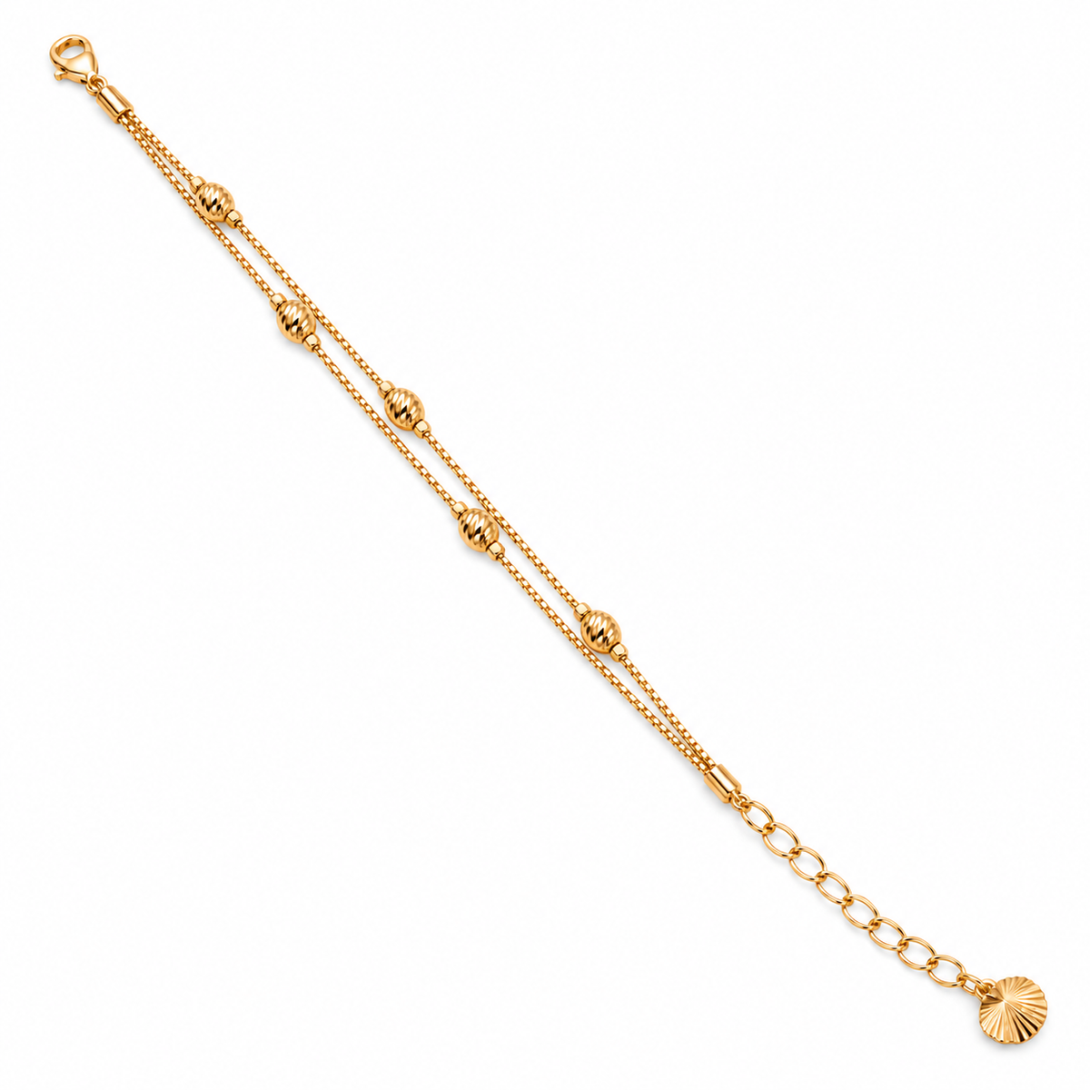 Textured bead double-layer gold-tone bracelet full catalogue view