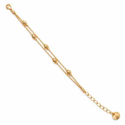 Textured bead double-layer gold-tone bracelet full catalogue view