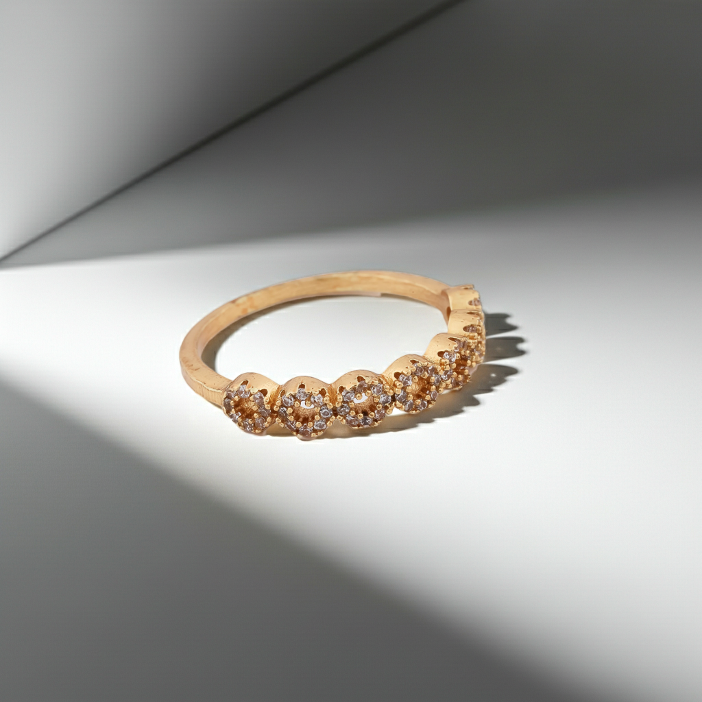 American Diamond Gold Delicate Fancy Ring - finger ring - Belleza Jewels